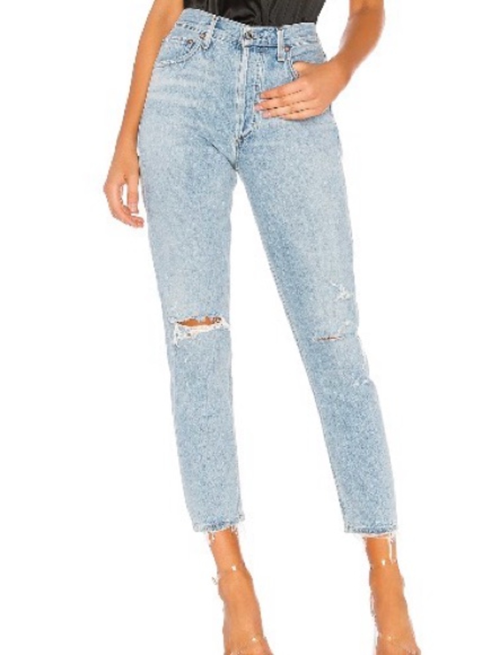 Agolde Light Blue Distressed Ankle Jeans